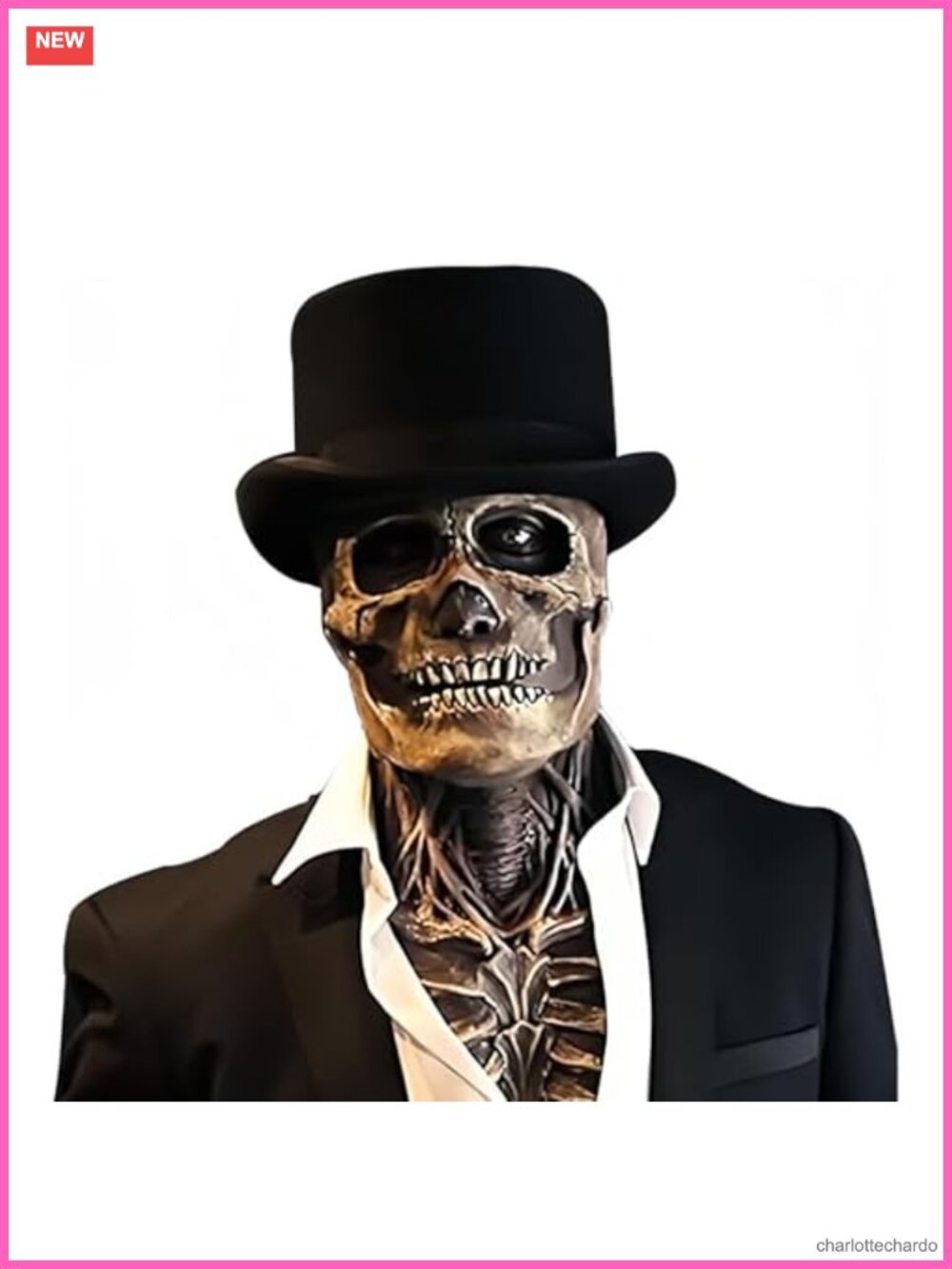 Latex Full Head Scary Mask with Movable Jaw and Matching Hat Adult Costume